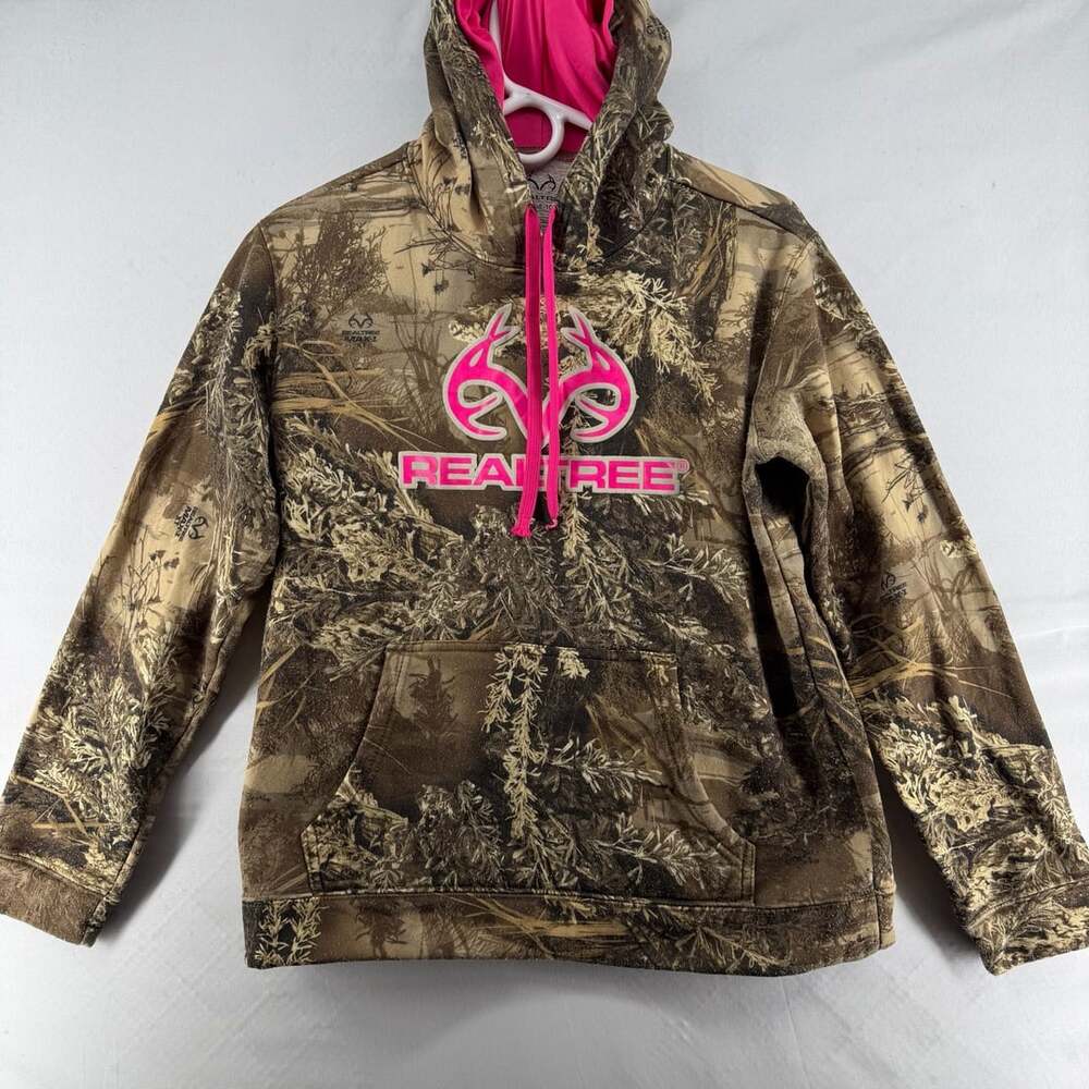 1498 Realtree Camouflage Pink Logo Fleece Hoodie Medium 8-10
